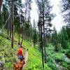 Cutting an edge above the creek.