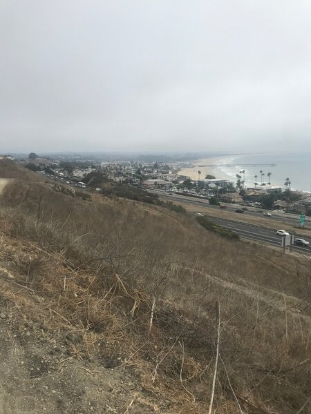 Lone Oak climbing view along the coast, towards Pismo and Grover Beaches.