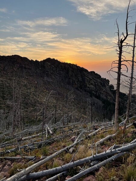 Top of Shadow Canyon, just before South Boulder Peak at dawn.