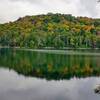 Early fall colors on Deer Pond.  Lead Pond is on the other side of this hill.