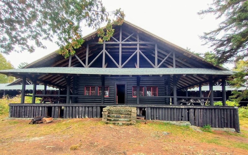 The main building front porch at Camp Santanoni.