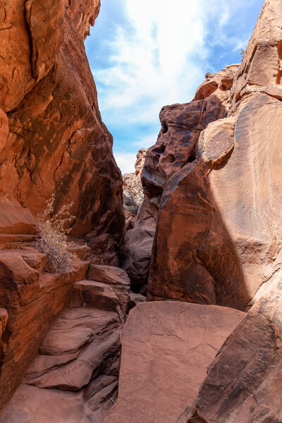 Careful scrambling required in this canyon section.