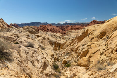 The last stretch out of Fire Canyon is steep and rocky, don't forget to turn around and enjoy this view