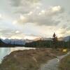 At Big Bend trail camp on the banks of the Athabasca River, looking downstream/north at the end of a September day.