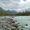 Athabasca River looking upstream/southeast near where the old bridge was washed away in 2014.