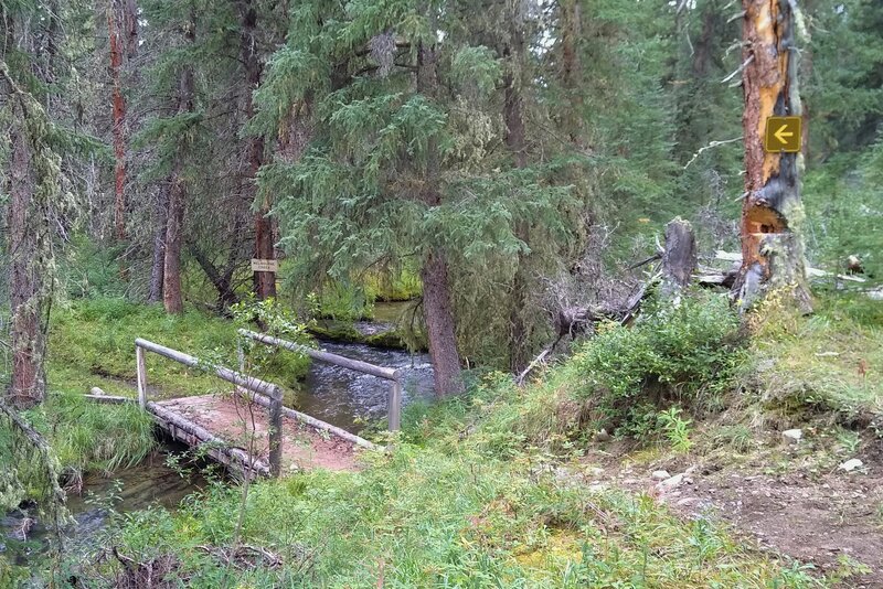 Well marked and bridged Wellbourne Creek. With signs and bridges like this, one could forget they're in remote wilderness.