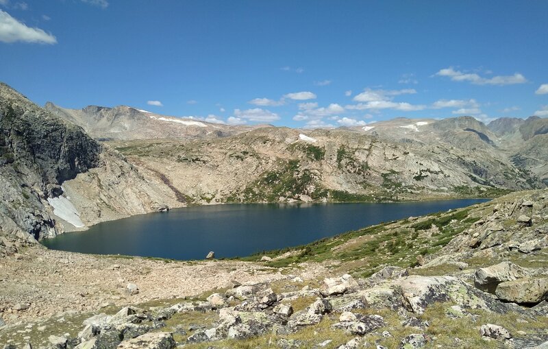 Dennis Lake from the low ridge on the west side of Hay Pass.