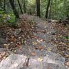 Top of the steep stairs down to Laurel Falls.