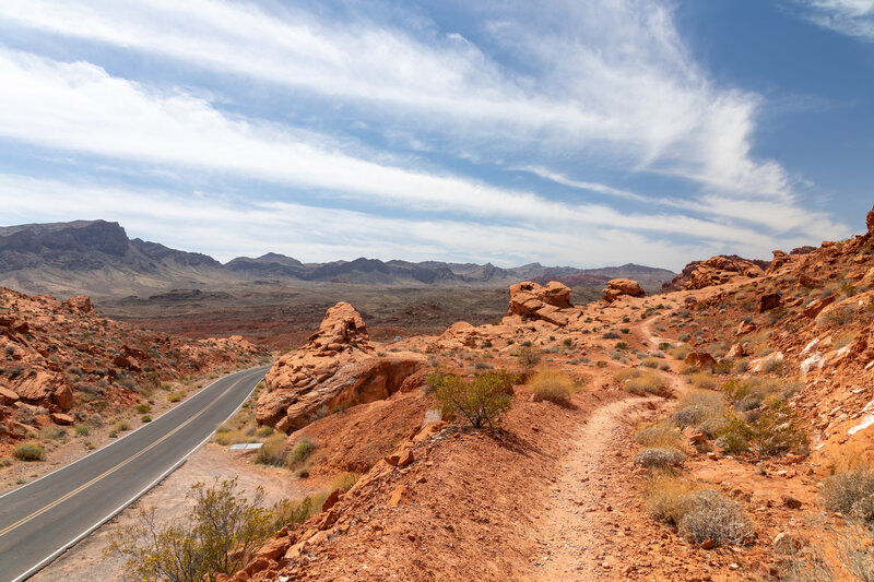 The Elephant Rock Trail runs close to the Valley of Fire Highway for a short stretch.