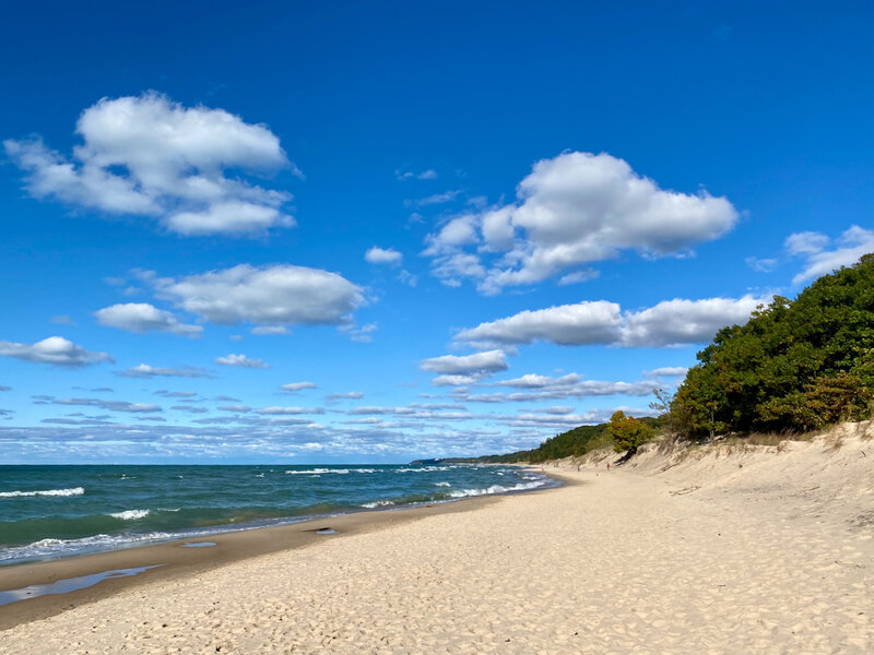 View of the Lake Michigan shoreline.