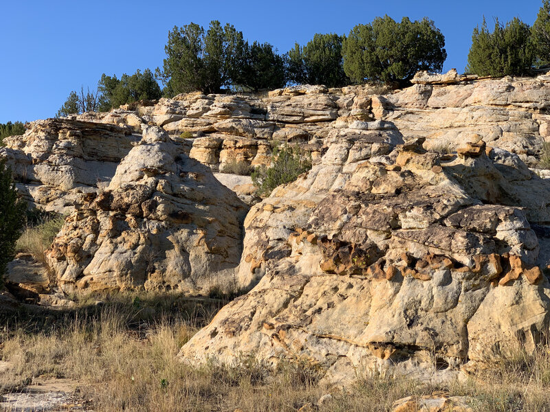 Sandstone rock outcroppings along the trail.