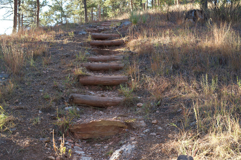 Steps climb up the hillside as the it meanders around the campground.
