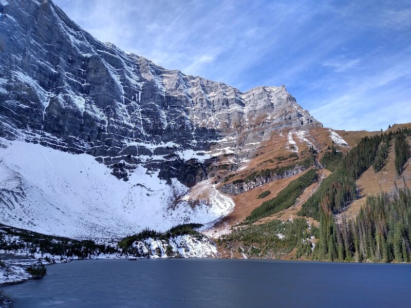 View of the avalanche shoot you'll soon be trekking up.