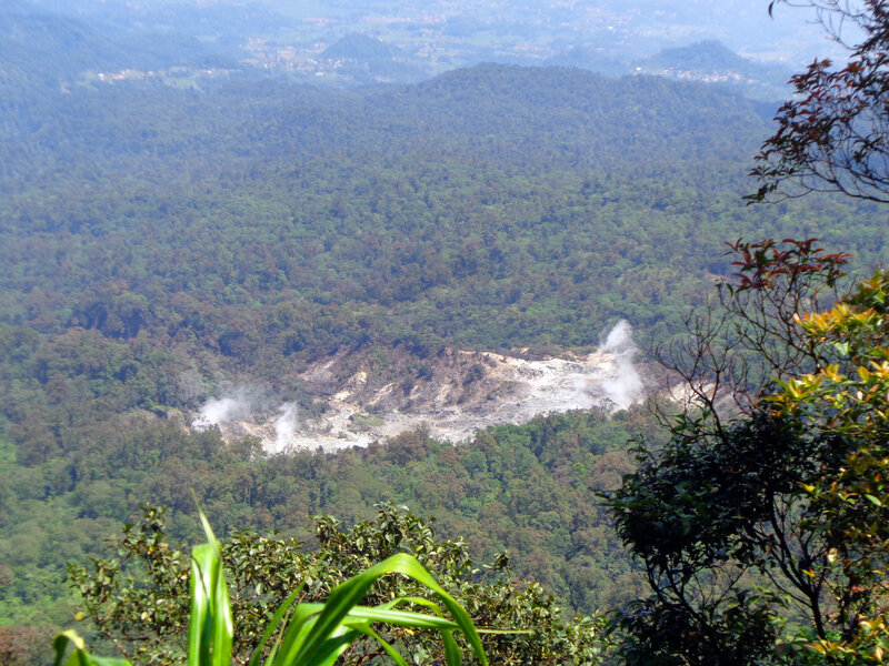 The fumaroles seen from close to the summit of Gunung Salak.