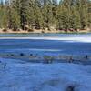 View of Walton lake from the shore April 2021