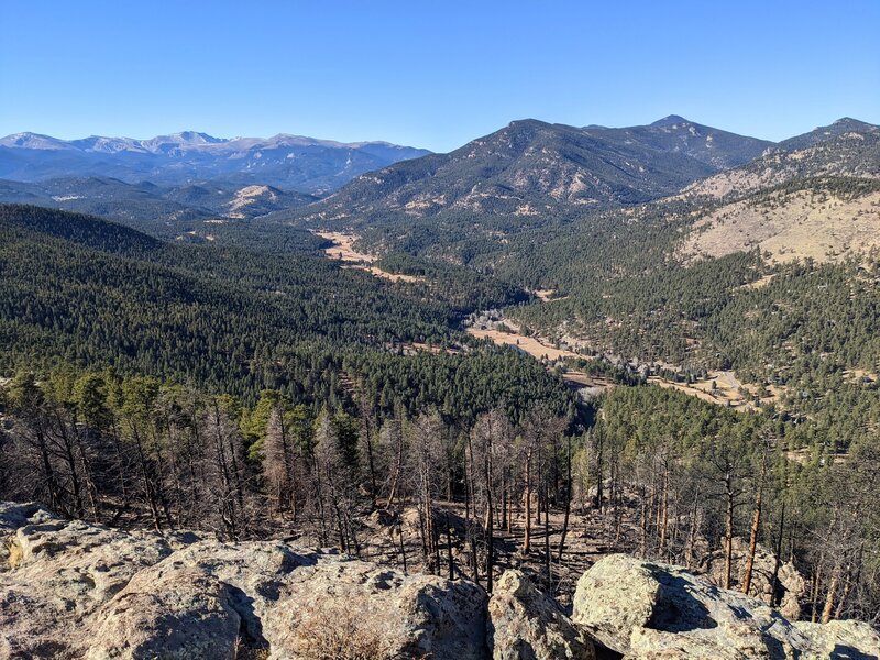 Looking up Bear Creek towards Mt. Evabs (14,265 feet) from the summit.