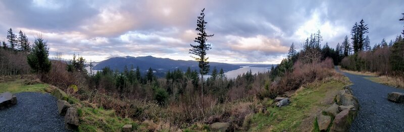 Panorama shot showing the north and south views from the Chanterelle Trail overlook.