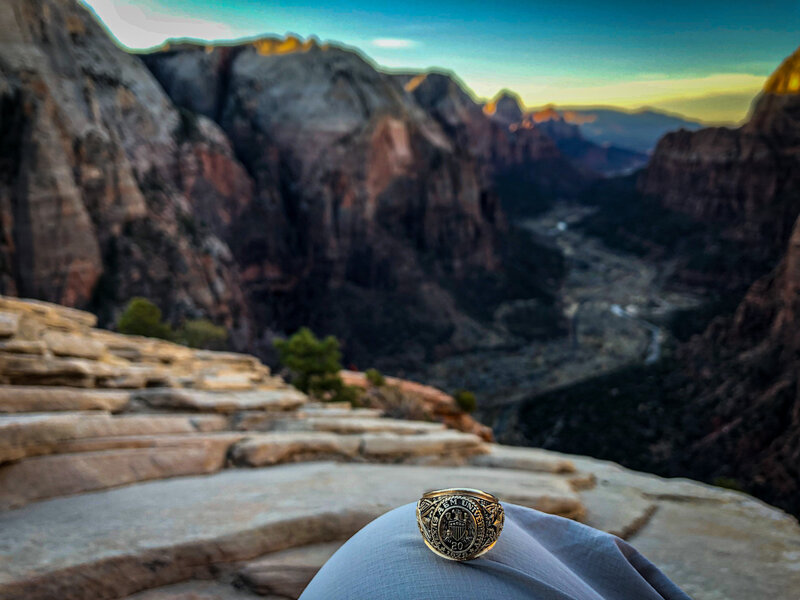 Sunrise at Angels Landing at 7 AM.