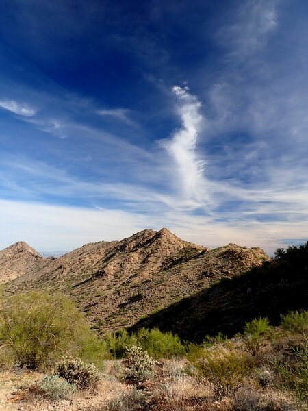 Clouds over the summit of Goldmine Mountain.