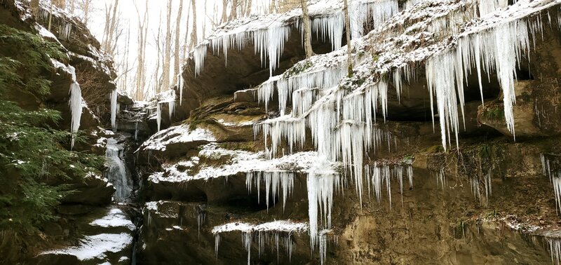 Hemlock cliffs with icicles