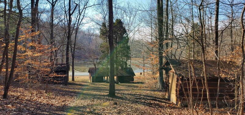 Shelter and buildings by German Ridge Lake constructed by the Civilian Conservation Corp.