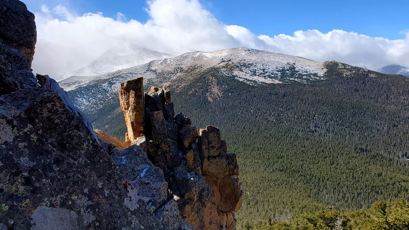 View from summit of Estes Cone - Longs Peak in the clouds