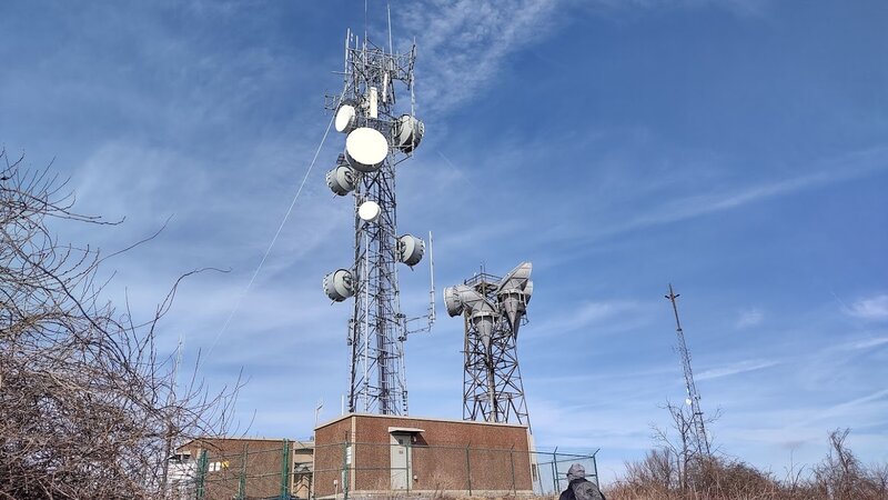 Telecommunication towers.