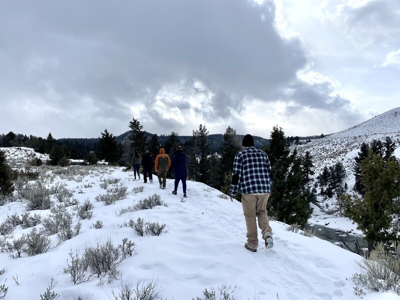 hiking back to the parking area