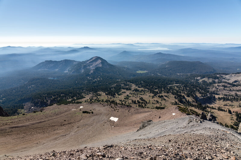 The eastern slop of Lassen Peak with Lake Almanor in the far