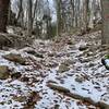 Rocky downhill in the snow