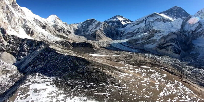 Everest base camp territory taken from a helicopter flight.