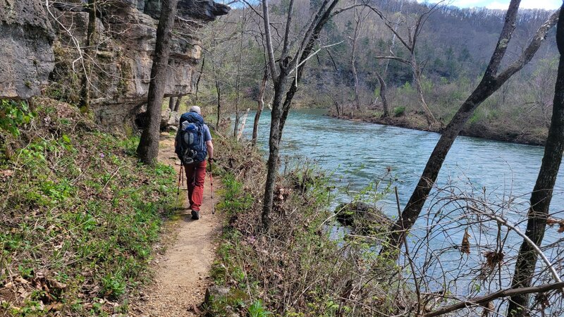 Backpacking along Blue Spring Trail along North Fork River