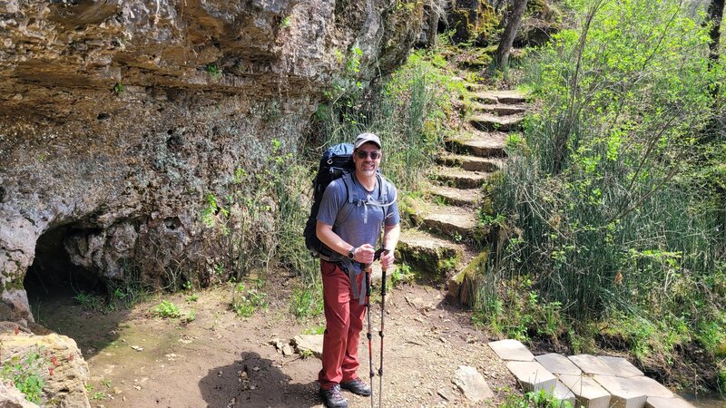 Backpacking along Blue Spring trail at the spring