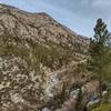 The Kern River cascading down from the high basin of its sources, at the head of Kern Canyon. Seen looking north near the Wallace Creek trail junction.