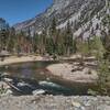 The Kern River meanders calmly along the valley bottom of the Kern Canyon near Rattlesnake Point.