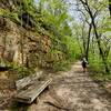 Sandstone layers along the trail near the old trestle site.