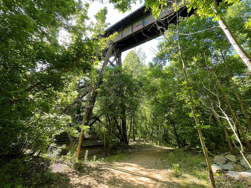 First Broad River Trail, Shelby, NC - This section of the trail passes underneath an active railroad bridge.