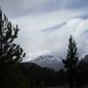 When you turn around, you get a nice view of the mountains. Here, snow caps them in the early part of May 2022.