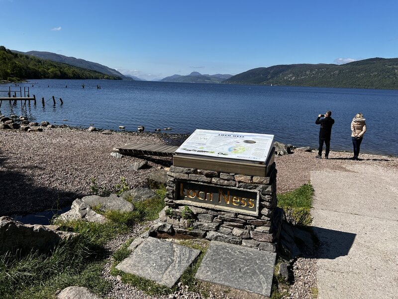 View at beach trailhead looking south out over Loch Ness.