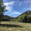 View up the Quartz Creek Valley from the trail.