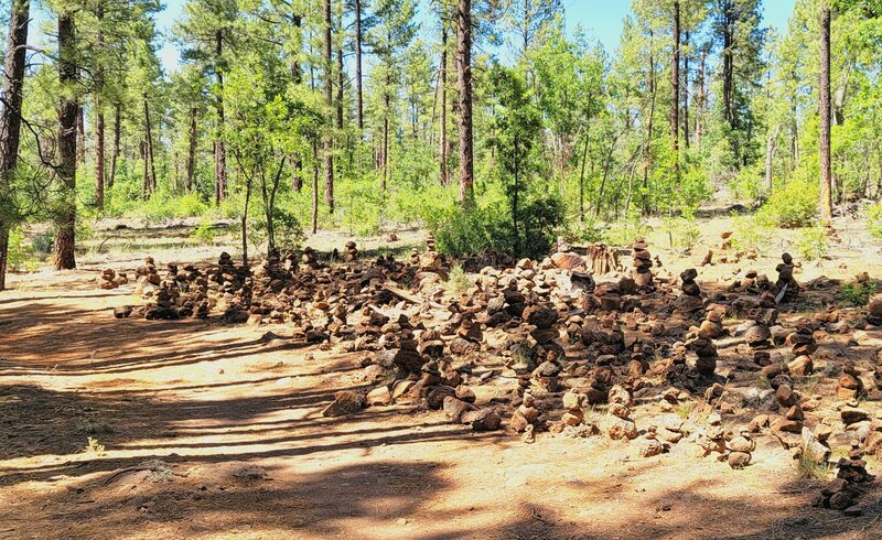 Many Rock Cairns made by passing hikers.