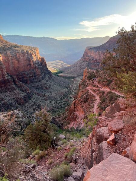 Looking down into the canyon from just above Three-Mile Resthouse.