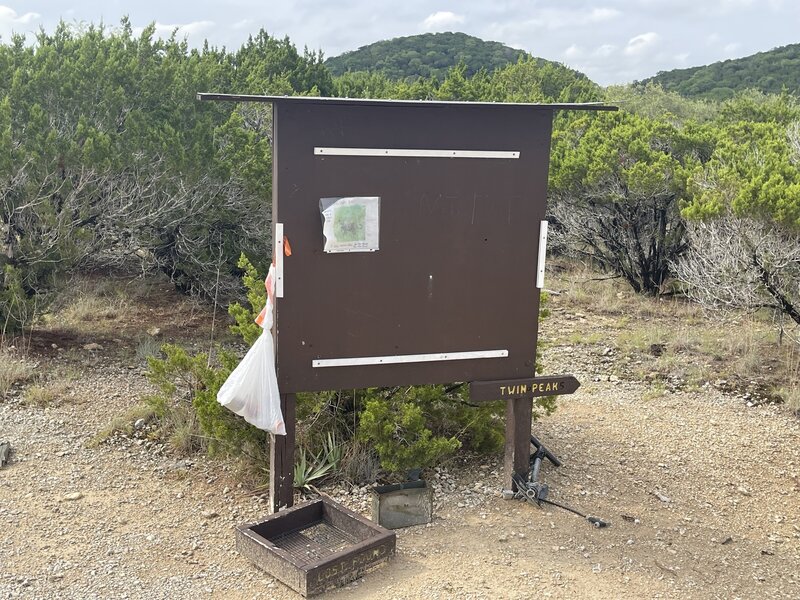 The lost and found box at Dana Peak. Located on Fire Lane Trail.