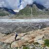 Getting in close, eye-level with the Alesch Glacier.