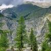 Double waterfalls on the far side of the valley - too cloudy for views of the high peaks