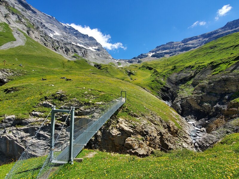 Cute suspension bridge over what must be close to the Dala's headwaters