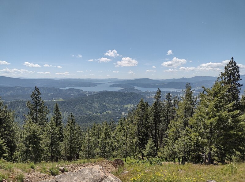 Lake Coeur d'Alene is seen to the south from Canfield Mountain summit lookout.