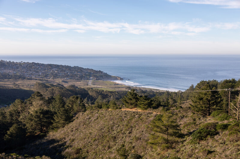 Montara State Beach from the junction of Old San Pedro Mountain Road and North Peak Access Road.