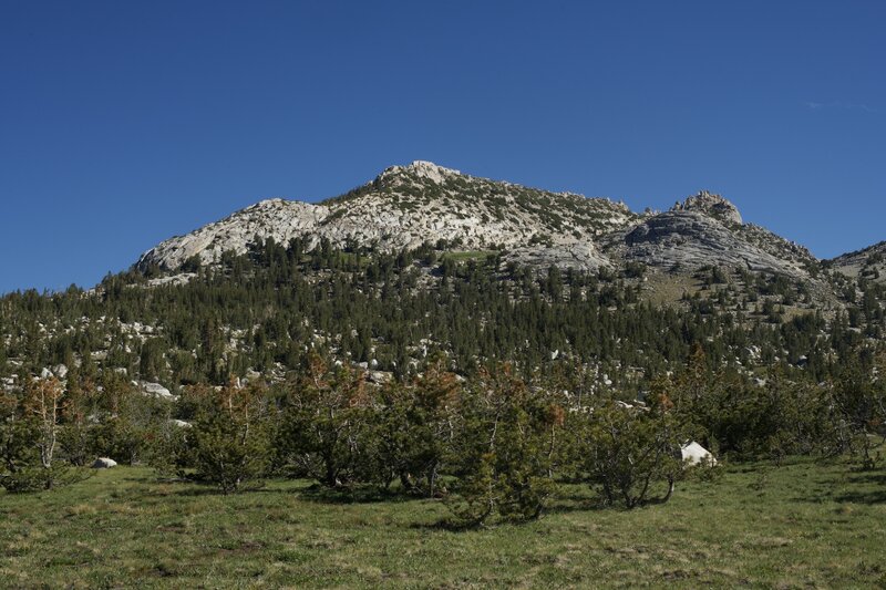 A view of Ragge Peak from the back side as you make your way closer to the treeline.