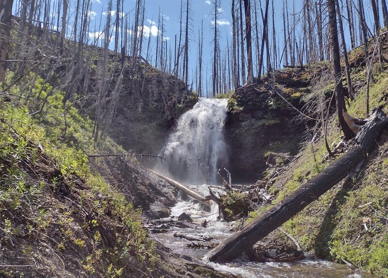 Forum Falls.  Wall Creek drops down Forum Falls near its source- Forum Lake.